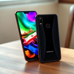 A sleek and modern smartphone design called Damavand Flat, showcasing its Iranian flagship features