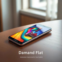 A sleek and modern smartphone design called Damavand Flat, showcasing its Iranian flagship features