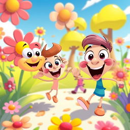 A vibrant cartoon image depicting a lively scene with bright colors and exaggerated features