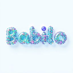 A whimsical and playful logo featuring the word 'Babilo' crafted from tiny, colorful soap bubbles