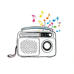 A beautifully illustrated radio, symbolizing communication and entertainment, set against a white paper background