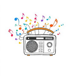 A beautifully illustrated radio, symbolizing communication and entertainment, set against a white paper background