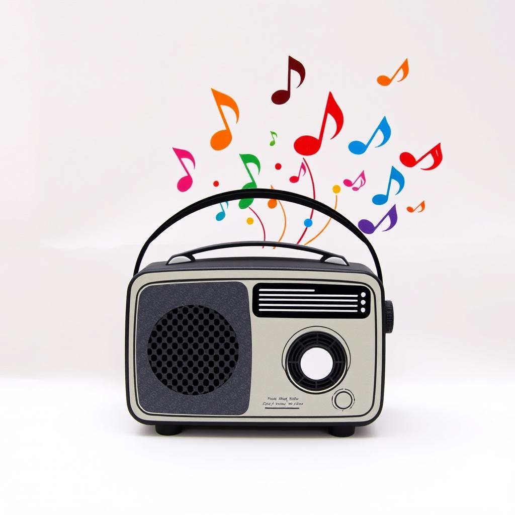 A beautifully illustrated radio, symbolizing communication and entertainment, set against a white paper background