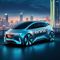 A sleek and futuristic car design featuring the brand name 'Ionix' prominently displayed