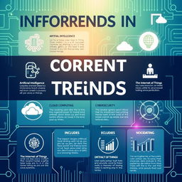 A vibrant and informative poster showcasing current trends in Information Technology (IT)