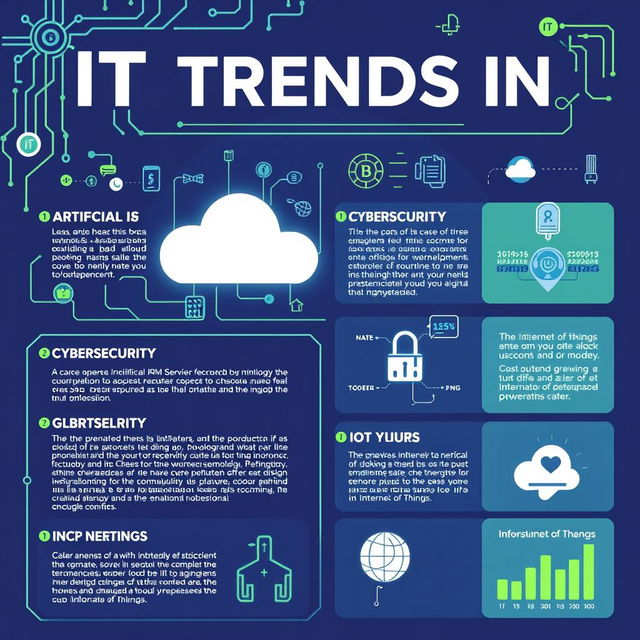 A vibrant and informative poster showcasing current trends in Information Technology (IT)