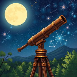 A breathtaking illustration of a Keplerian telescope, showcasing its intricate details and design