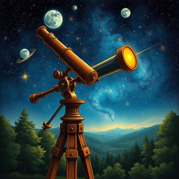 A breathtaking illustration of a Keplerian telescope, showcasing its intricate details and design