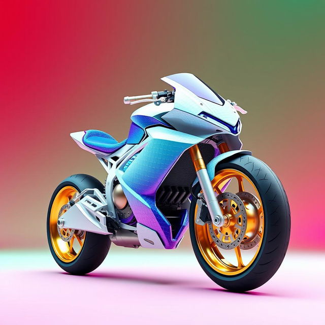 3D rendering of a futuristic motorcycle featuring a unique and innovative design