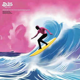 A striking digital art image representing the album 'Surfer Rosa' by Pixies