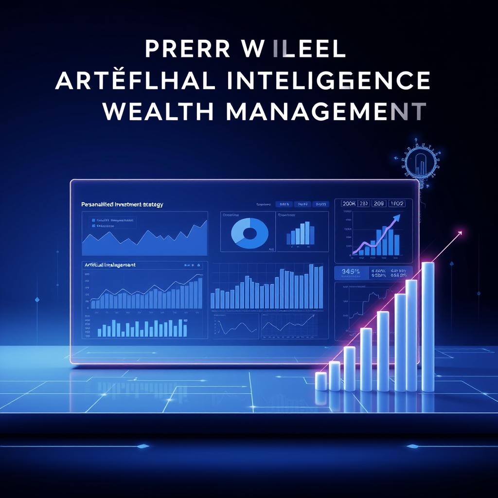An elegant and sophisticated image illustrating the role of artificial intelligence in wealth management
