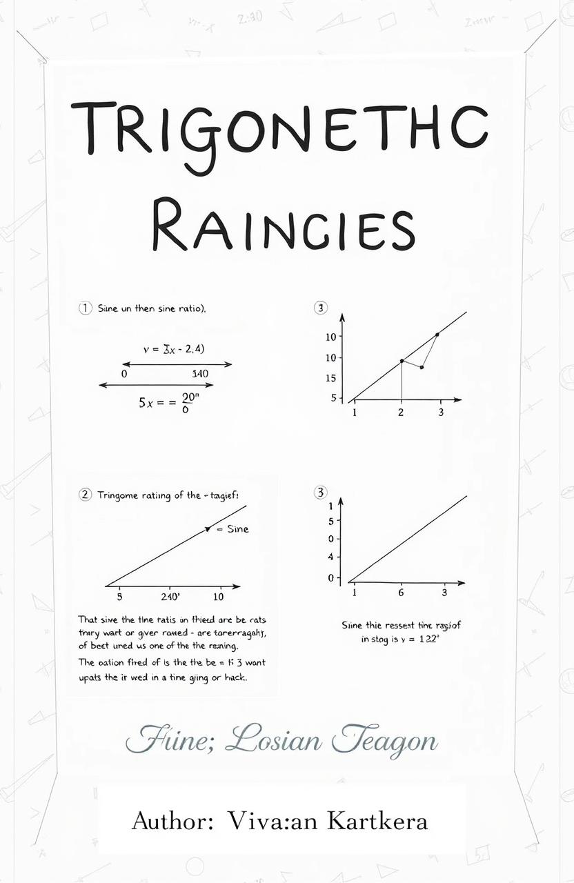 A visually appealing math project presentation focusing on trigonometric ratios, with diagrams and graphs illustrating sine, cosine, and tangent in a clear and educational style