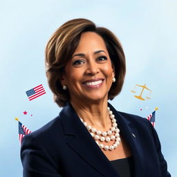 A portrait of Kamala Harris, the Vice President of the United States