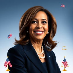 A portrait of Kamala Harris, the Vice President of the United States