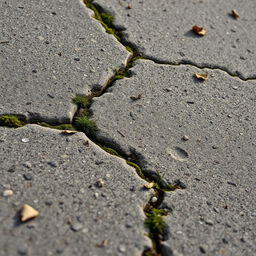 A stunning close-up photo of a pavement surface, highlighting the unique details such as small pebbles, cracks, and weathered areas