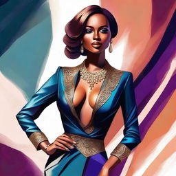 A digital art piece showcasing a stylish and confident woman