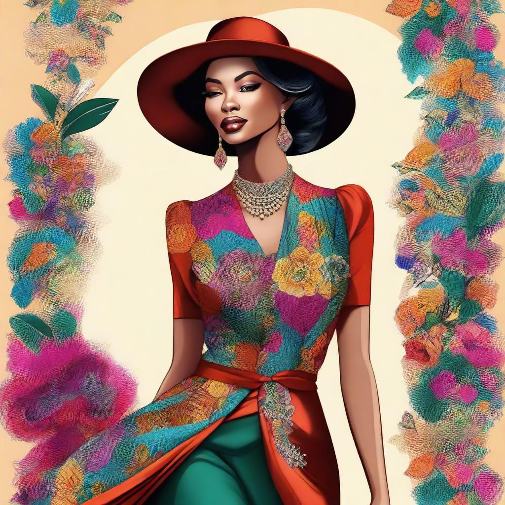 A digital art image of a stylish, attractive woman