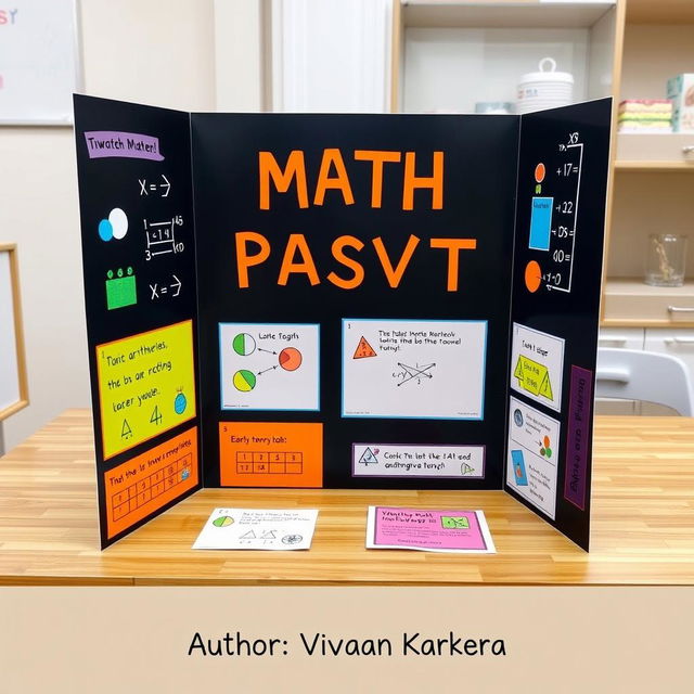 A simple and creative math project presentation showcasing vibrant visuals and interactive elements, featuring mathematical concepts like basic arithmetic, geometry, or algebra