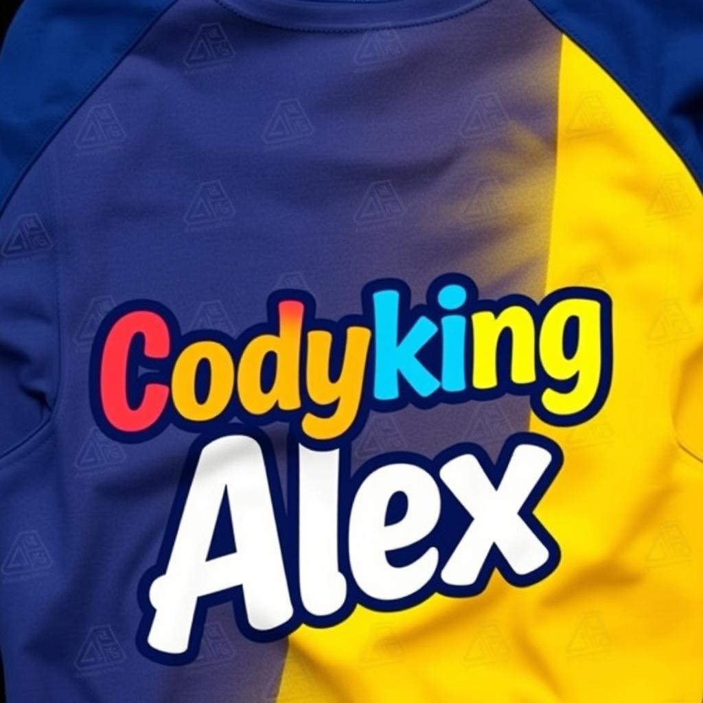 A stylish and trendy t-shirt design featuring the names "Codyking" and "Alex" in bold, modern typography