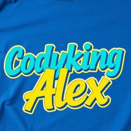 A stylish and trendy t-shirt design featuring the names "Codyking" and "Alex" in bold, modern typography