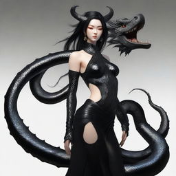 A top-tier digital art image presents a full body shot of a female Naga