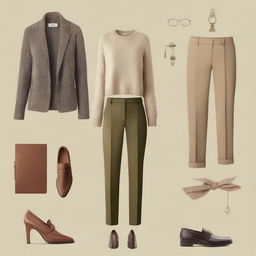 A high-quality digital art image showcasing a casual, old money outfit for women