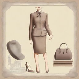 A high-quality digital art image displaying a semi-formal, old money outfit for women