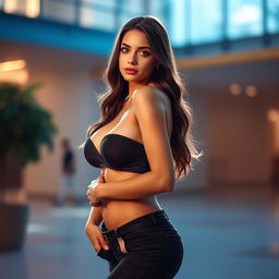 A beautiful girl standing in full view, showcasing her confidence and grace