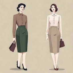A digital art image of the highest quality, featuring a simple, modern, semi-formal, old money outfit for women