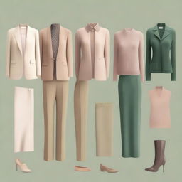 A high-quality digital art image displaying a collection of old money outfits for women