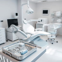 An informative and visually engaging image depicting dental transport equipment in a clinical setting