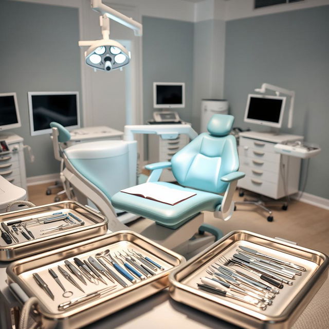 An informative and visually engaging image depicting dental transport equipment in a clinical setting