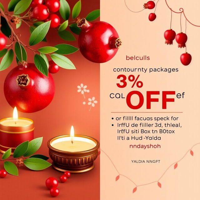 A promotional banner for a special discount on a facial contouring package that includes filler, HIFU therapy, thread lifting, and Botox, designed for Yalda Night celebrations