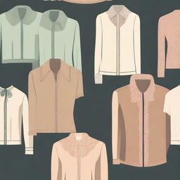 A high-quality digital art image showcasing a selection of old money tops and blouses for women