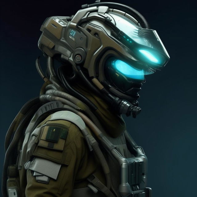 male in futuristic combat gear 