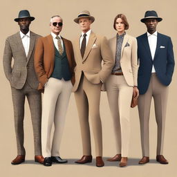 A high-resolution digital art image featuring a selection of simple, casual, modern 'old money' outfits for both men and women