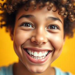 A vibrant and joyful image showcasing a close-up of a smiling face, radiating positivity and happiness