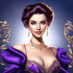 A high-quality digital art image of Lydia Violet, presented in a tastefully alluring outfit