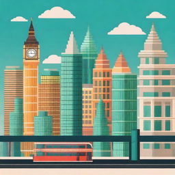 A high-quality vector illustration featuring a London landscape, rendered in a contemporary tech style