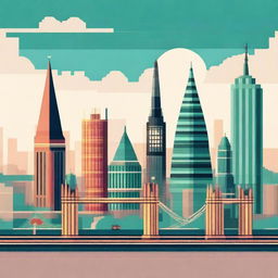 A high-quality vector illustration featuring a London landscape, rendered in a contemporary tech style