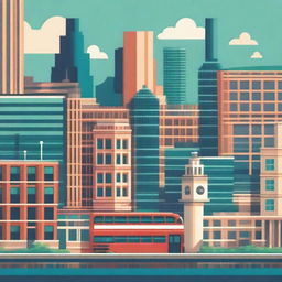 A high-quality vector illustration featuring a London landscape, rendered in a contemporary tech style