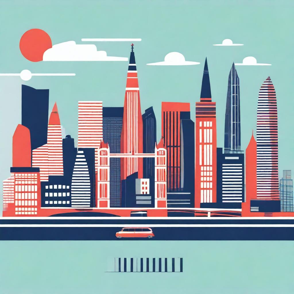 A high-quality vector illustration of the London skyline