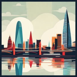 A high-quality vector illustration of the London skyline