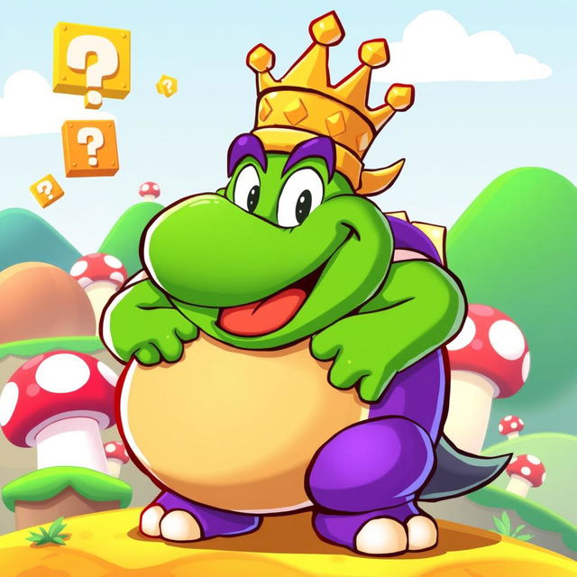 A cartoon-style illustration of King Wart, also known as Mamu, in a vibrant Super Mario theme