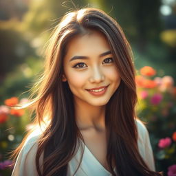A beautiful young woman radiating charm and elegance