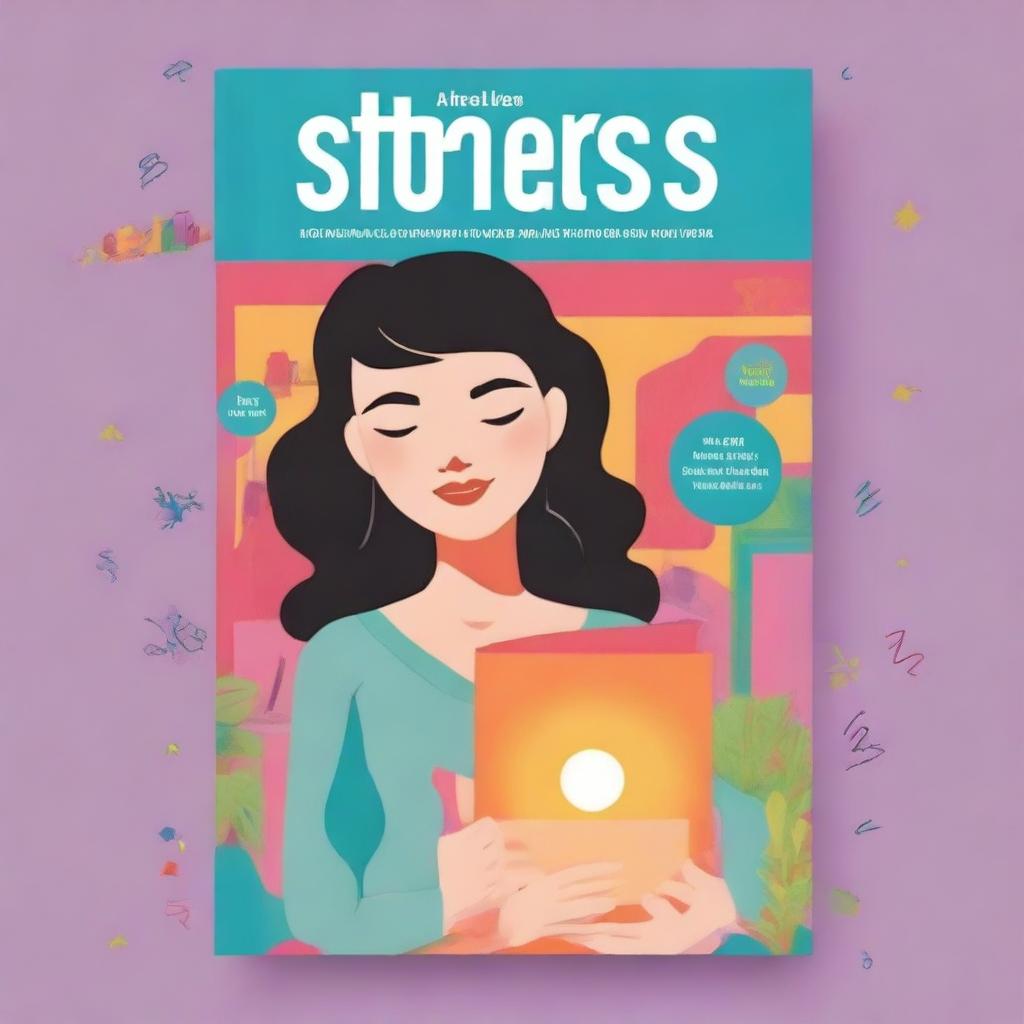 A high-quality digital art image depicting the cover of a book titled 'Stress Less: A Teen's Guide to Relieving Stress'