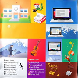 A vibrant and dynamic poster showcasing various activities and experiences