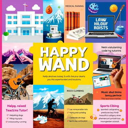 A vibrant and dynamic poster showcasing various activities and experiences