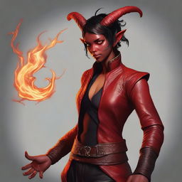 This is a high-quality digital art piece showcasing a full-body portrayal of a teenage, non-binary Tiefling