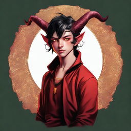 A high-quality digital art piece showcasing a full-body image of a teenage, non-binary Tiefling